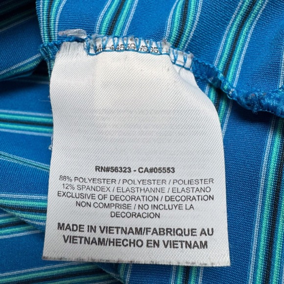 Nike Golf Polo Shirt Mens Large Blue Striped Dri-FIT Stretch Performance Swoosh - Picture 7 of 12